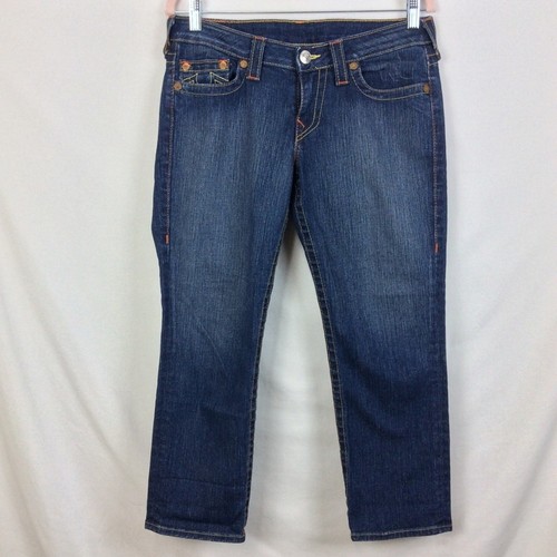 TRUE RELIGION WORLD TOUR SECTION LIZZY CROPPED DARK WASH JEANS. ZERO FLAWS - Picture 5 of 13