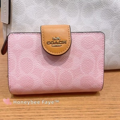 NWT Coach CEC29 Medium Corner Zip Wallet In Signature Canvas