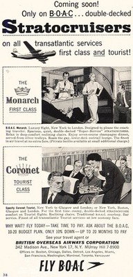 1955 BOAC: Double Decked Stratocruisers Vintage Print Ad