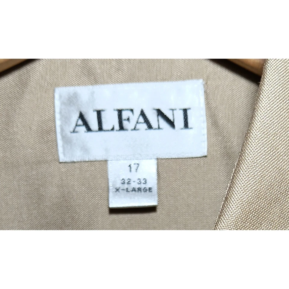 Camisa de vestir Oxford 100 % seda beige Alfani para hombre X-grande 17 32/33 precio de venta sugerido por el fabricante 39,50 USD Foto 4 de 4