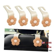 4 PCS Car Seat Headrest Hooks - Cute Flower Back Organizer Bag Holder