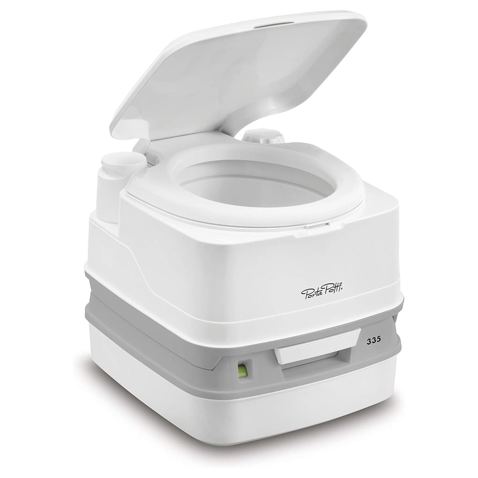 THETFORD PORTA POTTI 335 PORTABLE CHEMICAL CAMPING CARAVAN TOILET +HOLD DOWN KIT