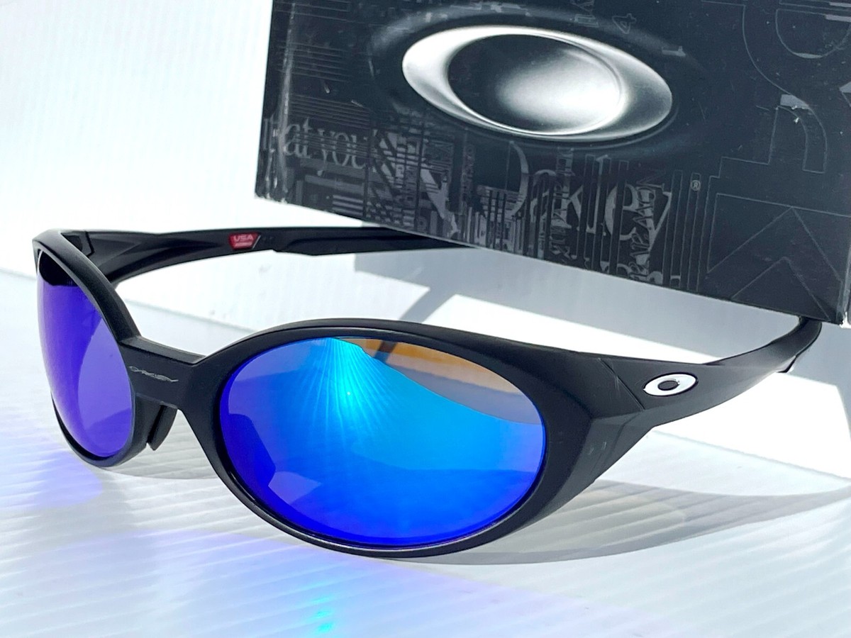 NEW Oakley EYE JACKET Matte Black POLARIZED Galaxy BLUE NEW Oakley EYE JACKET Matte Black POLARIZED Galaxy BLUE