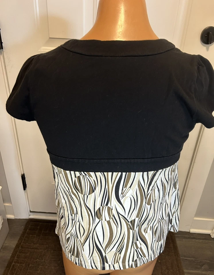 Camisa a rayas manga corta Studio Works para mujer talla XL.  Vintage Usado en Excelente Condición Foto 2 de 4