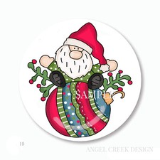 Cute Santa on Ornament Christmas Scrapbook Stickers Favors Labels Envelope Seals