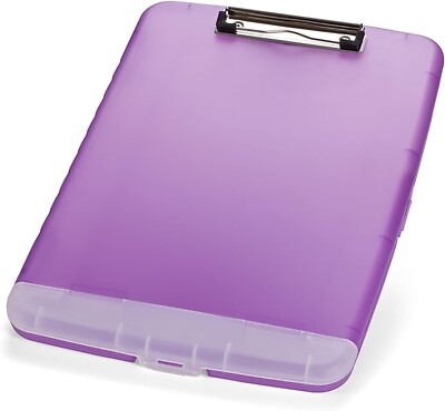 Officemate Slim Clipboard Storage Box, Translucent Purple (83305)
