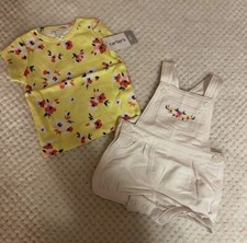 Two Floral Outfits - 2-PC Carters Overall Shirt Set 3M Months Baby Girl Lot 2