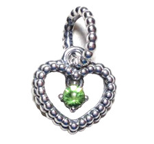 NEW Pandora Sterling Silver Peridot August Birthstone Heart Charm 798854C10