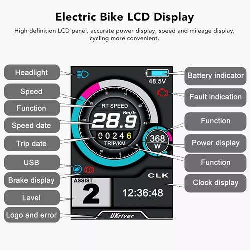 E-Bike Electric Bicycle Panel UKC1 Color Screen LCD Display Control Panel - Picture 8 of 12