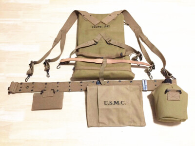 WW2 US ARMY MILITARY GEAR THOMPSON BAG BELT 1928 HAVERSACK CANTEEN