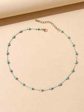 Turquoise Decor silver chain  Necklace 40cm
