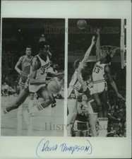 1987 Press Photo Denver Nuggets basketball player David Thompson in action
