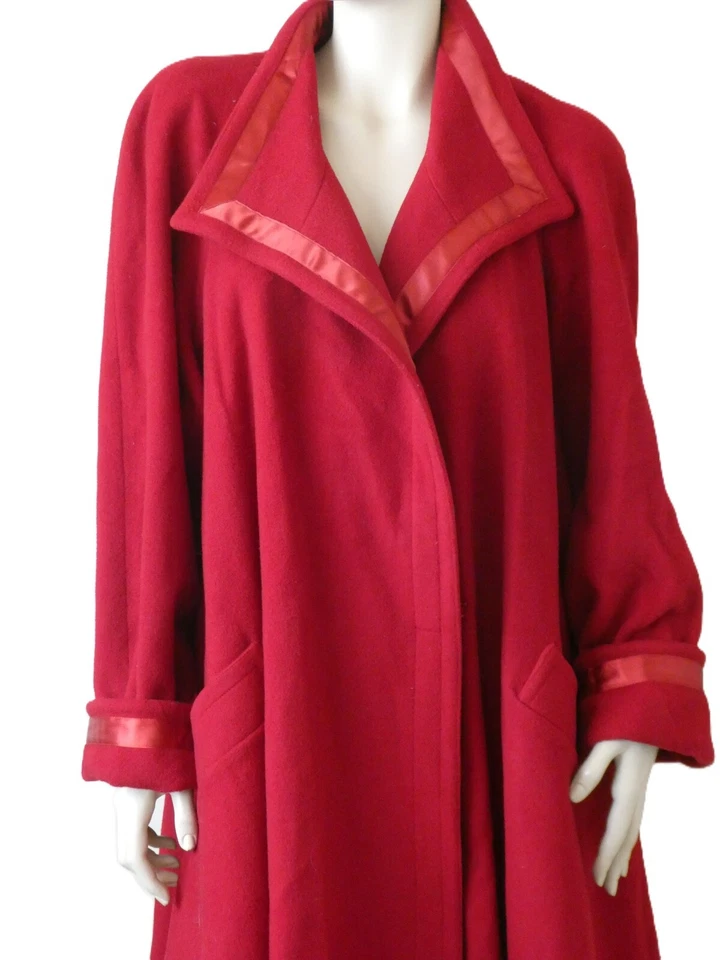Vintage 1970s Wallis Exclusive red Cashmere & wool Swing Coat UK8/10 VGC - Image 2 of 4