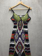 Charming Charlie Maxi Dress Size Small Spaghetti Stripes Smocked Geometric 