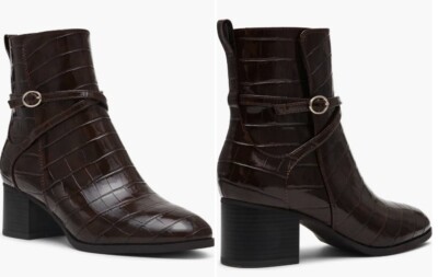 Anne Klein Brown Croc Ankle Boots Size 9