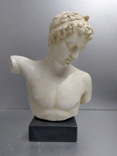 Ephebe bust sculpture on black marble base - Picture 1 of 4