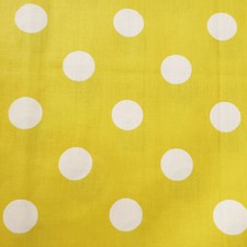 White Polka Dot on Yellow Poly Cotton Fabric 1" Dots 58" Wide By The Yard