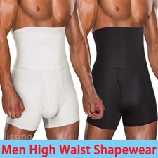 Men Compression High-Waist Boxer Shorts Tummy Sauna Body Shaper Girdle Pants