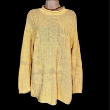 Cabin Creek vintage pastel yellow oversized long sleeve sweater size Large