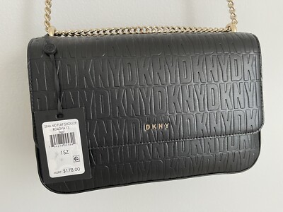 DKNY Sina MD Flap Shoulder Bag Crossbody Handbag Embossed
