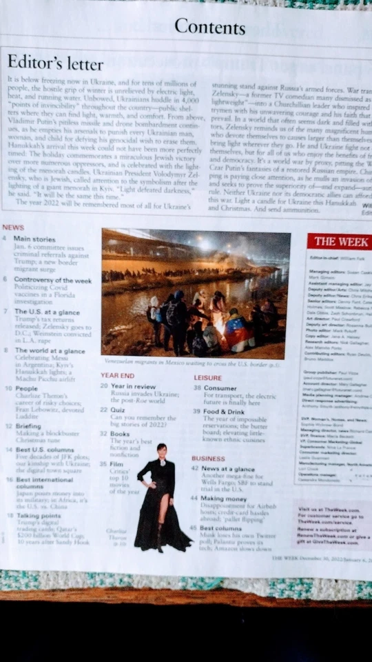 THE WEEK U.S. & INTERNATIONAL MEDIA 12/30/2022/01/06/2023 FACES OF 2022 MAGAZINE - Image 2 of 4