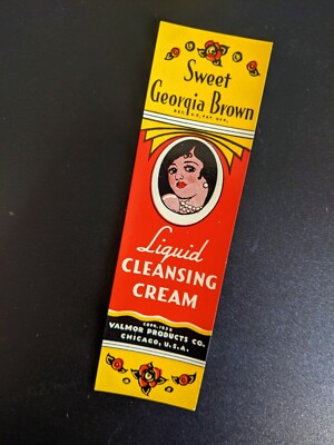 1935 Sweet Georgia Brown Liquid Cleansing Cream Label Valmor Black Americana