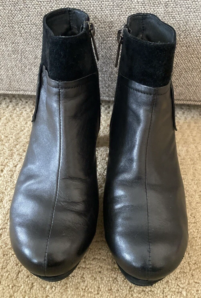 Botín SACHA London de cuero negro talla 9 plataforma tacón Foto 2 de 4