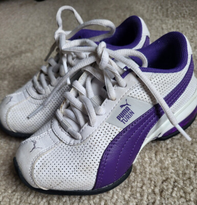 Puma Turin kids sneakers - White/Purple - Kids size 11  - Only worn a few times