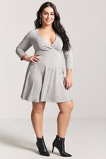 Forever 21 Plus Size Heather Grey Marled Surplice Dress  0X/1X/3X