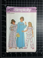 Simplicity #8127 ~ Pattern Nightgown Robe Pajamas ~ Child Small ~ FF UC