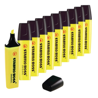 10 x Stabilo Textmarker Textmakierer Leuchtmarker Original Boss 2 - 5 mm, gelb