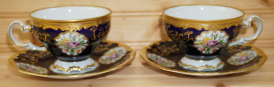 Weimar #7466 Kobalt & Gold (2) Cup & Saucer SETS  More Available (B4)
