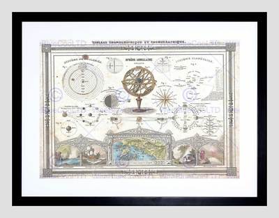 1852 VUILLEMIN ASTRONOMICAL COSMOGRAPHICAL CHART VINTAGE FRAMED PRINT ...