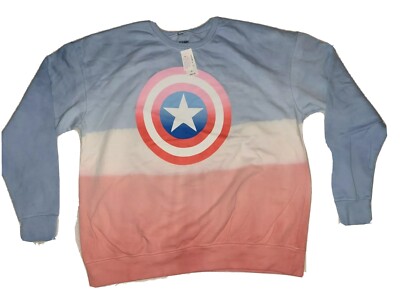 Box Lunch Marvel Comics Captain America Logo Dip Dye Sweatshirt sz XL Patriotic!