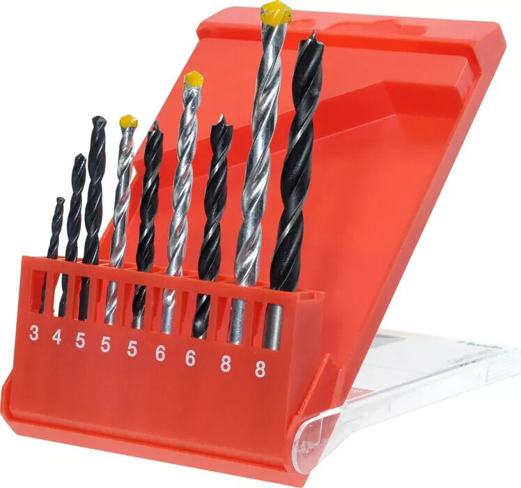 SERIE 9 PUNTE DA TRAPANO PER FORARE ACCIAIO FERRO PVC MURO PIETRA LEGNO SET KIT