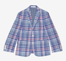 Lauren Ralph Lauren Big Kids Plaid Linen Sport Coat, Size 14R, Blue/Orange   