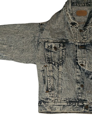 Vtg Levis Bon Jovi Acid Wash Jacket 80s Rock Denim Large Jean Dark Distressed - Picture 5 of 14