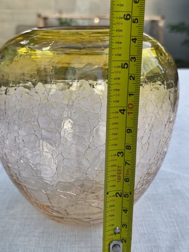 Vaso crepitante giallo sole WheatonArts firmato e datato - Foto 8 di 8