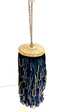 Antique 1920s Art Deco Black Silver Handmade Micro Beaded Fringe Flapper Purse