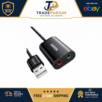 UGREEN USB to Audio Jack Sound Card Adapter with Dual TRS 3-Pole 3.5mm Headphone