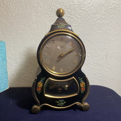 Schatz Germany Black Laquer Barock 400 Day Clock With Shelf In