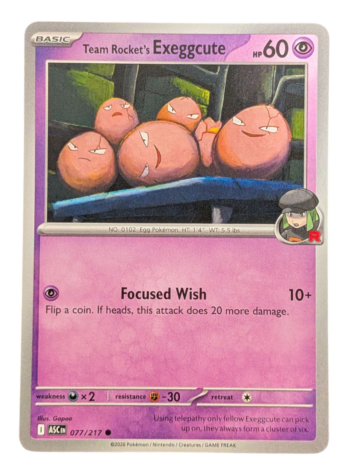 Team Rocket's Exeggcute 077/217 Me: Ascended Heroes Regular