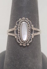 Signed NF Sterling Silver Mother Of Pearl Ring Size 9