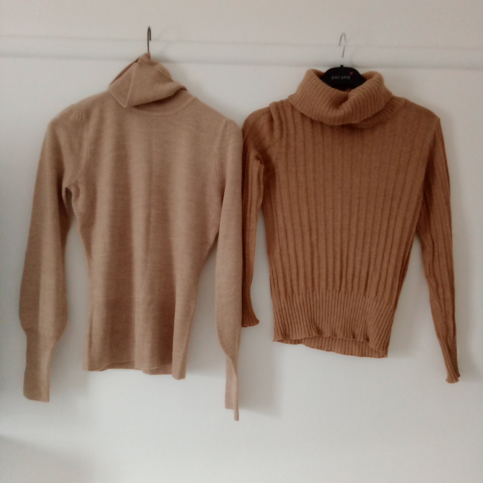 Vintage St Michael Mohair Tan Oatmeal Knitted Polo Neck Long Sleeve Knit Jumpers