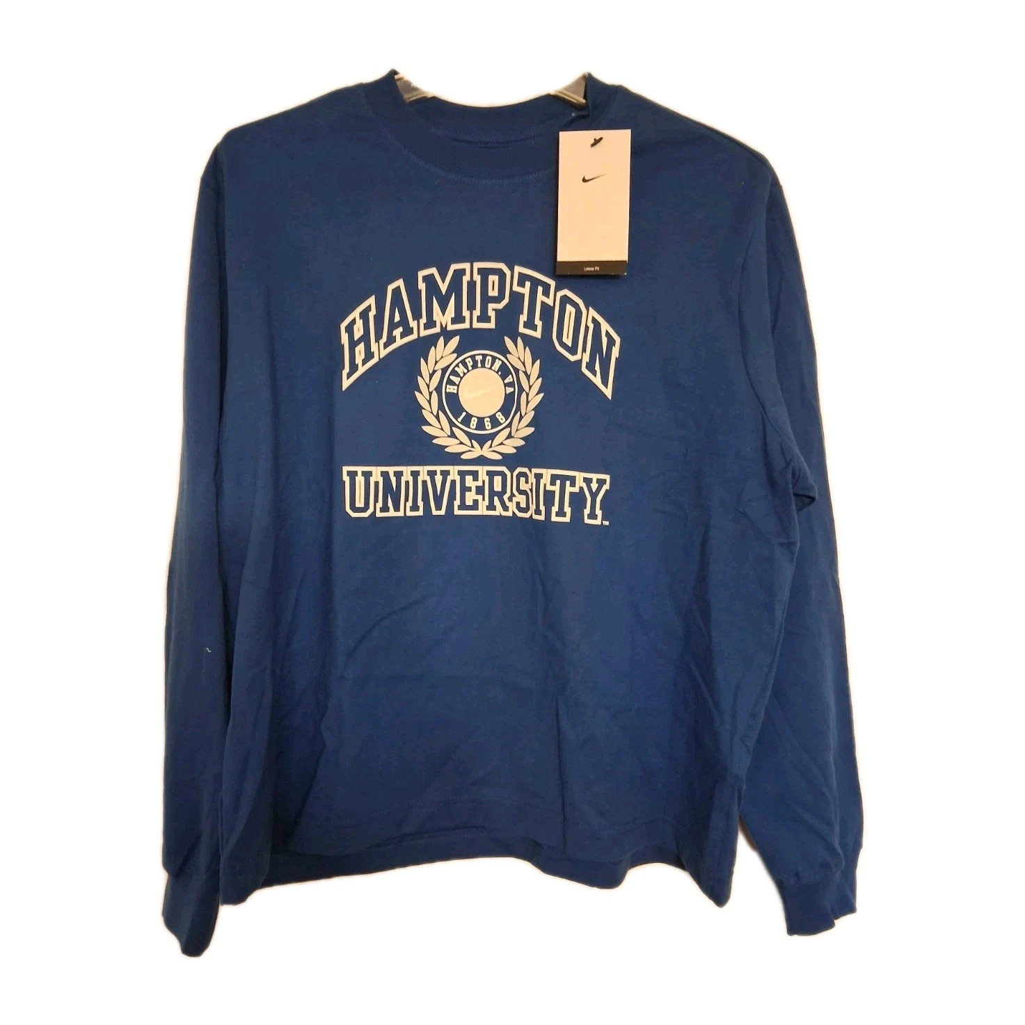 Hampton University Nike Women's Loose Fit Long Sleeve Roxy Tee Size Medium Blue