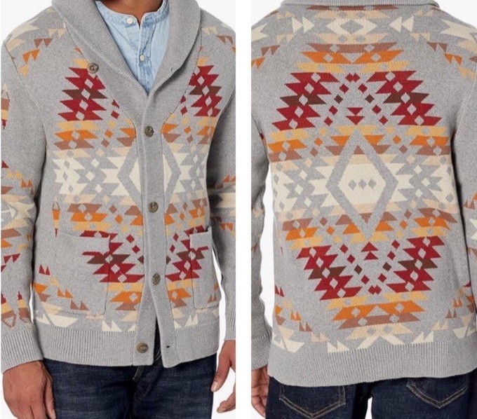 Vintage PENDLETON Native Pattern Shawl Collar Car… - image 2