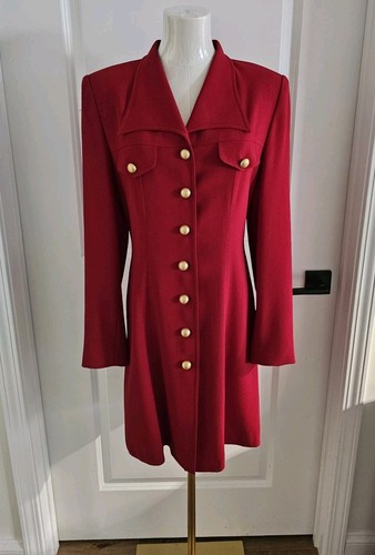 Vintage Nordstrom Preview Collection Red Fully Lined Shirt Dress Size 8