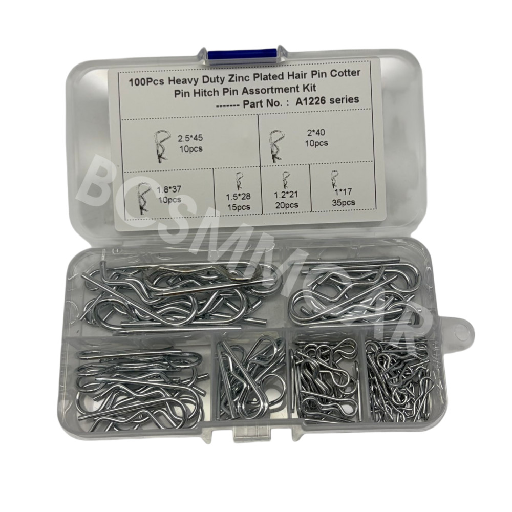 100x Hairpin Hitch Retaining Clip Cotter Spring Bright Zinc Assorted Set 6 Sizes