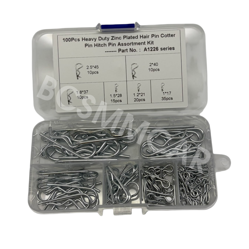 100x Hairpin Hitch Retaining Clip Cotter Spring Bright Zinc Assorted Set 6 Sizes