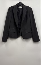 Calvin Klein Women's Black Long Sleeve Single-Breasted One-Button Blazer